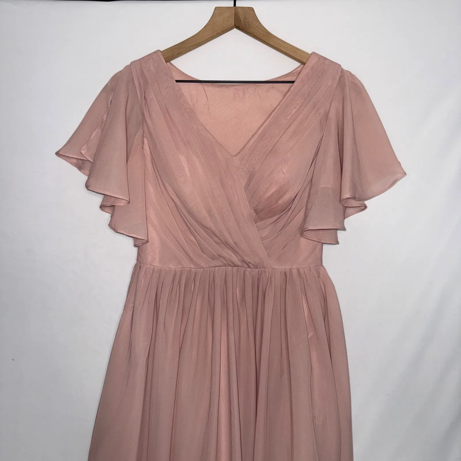 Blush Pnk Bridemaid Style Floor Length Formal Dress Short Sleeve Gown Size 2 - Image 2