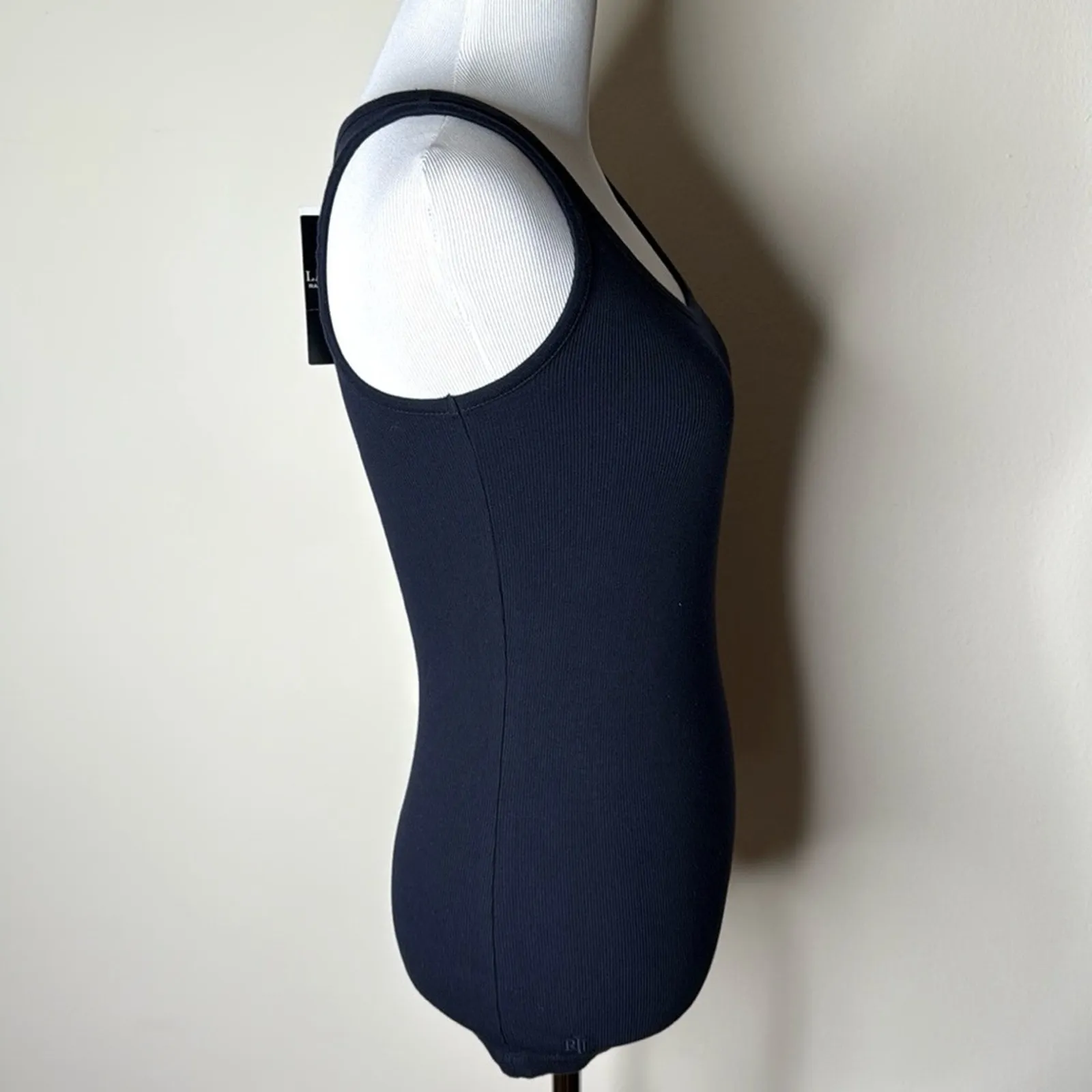 Lauren Ralph Lauren Navy Rib Tank Top - Image 3