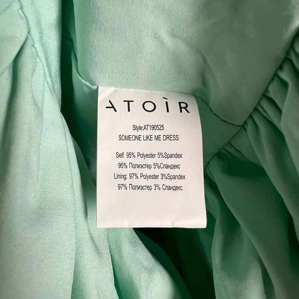 Atoir Someone Like Me Mint Blue Ruffle Hem Puff Sleeve Mini Dress Size 10 Green - Image 12