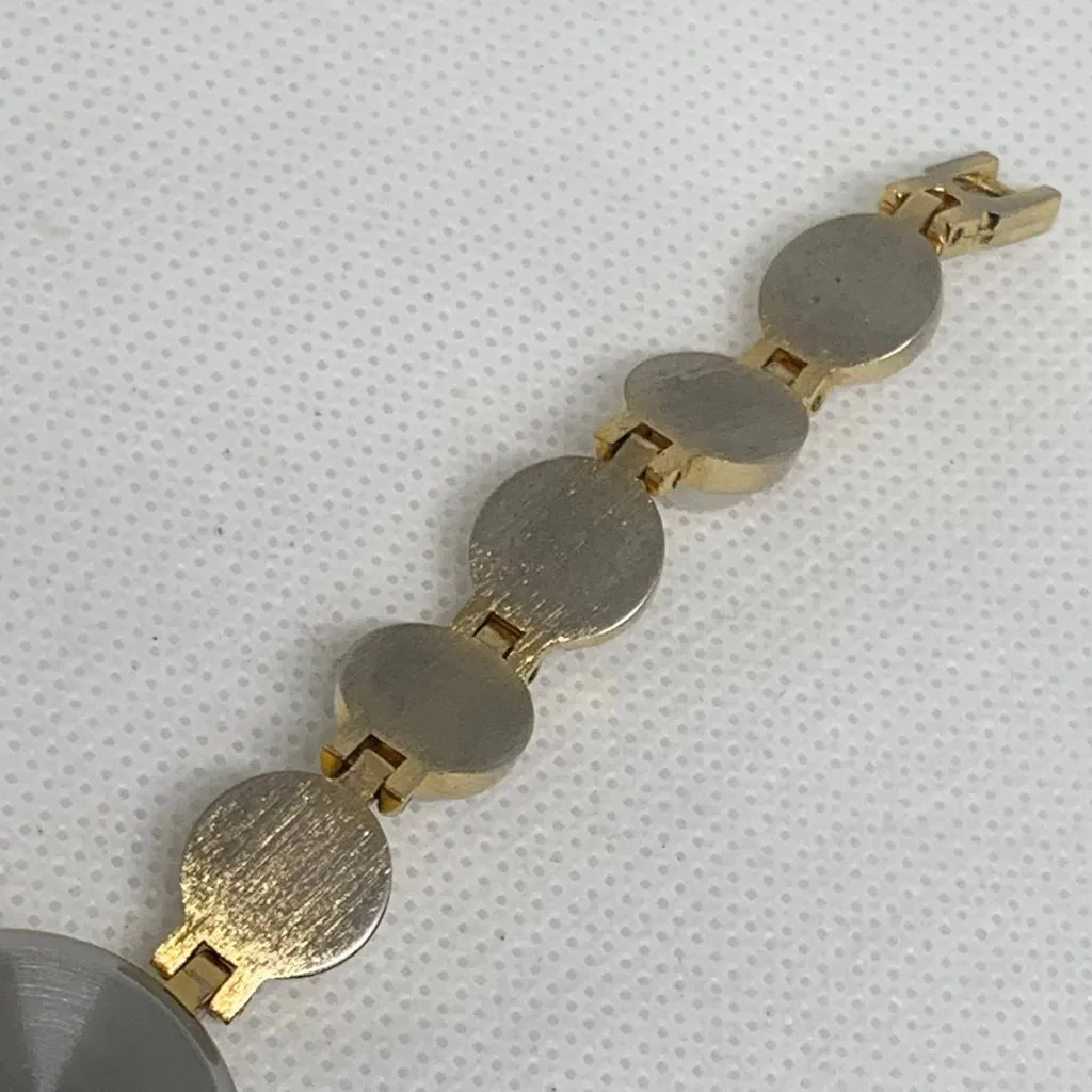 Vintage Unitron gold tone 22mm quartz analog faux pearls link band 7” running - Image 8