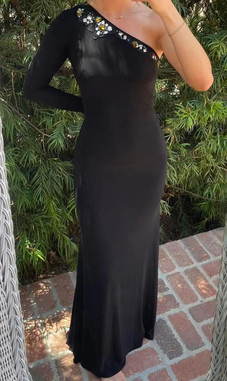 Beautiful Vintage A.B.S. By Allen Schwartz one shoulder gem maxi gown - Image 2