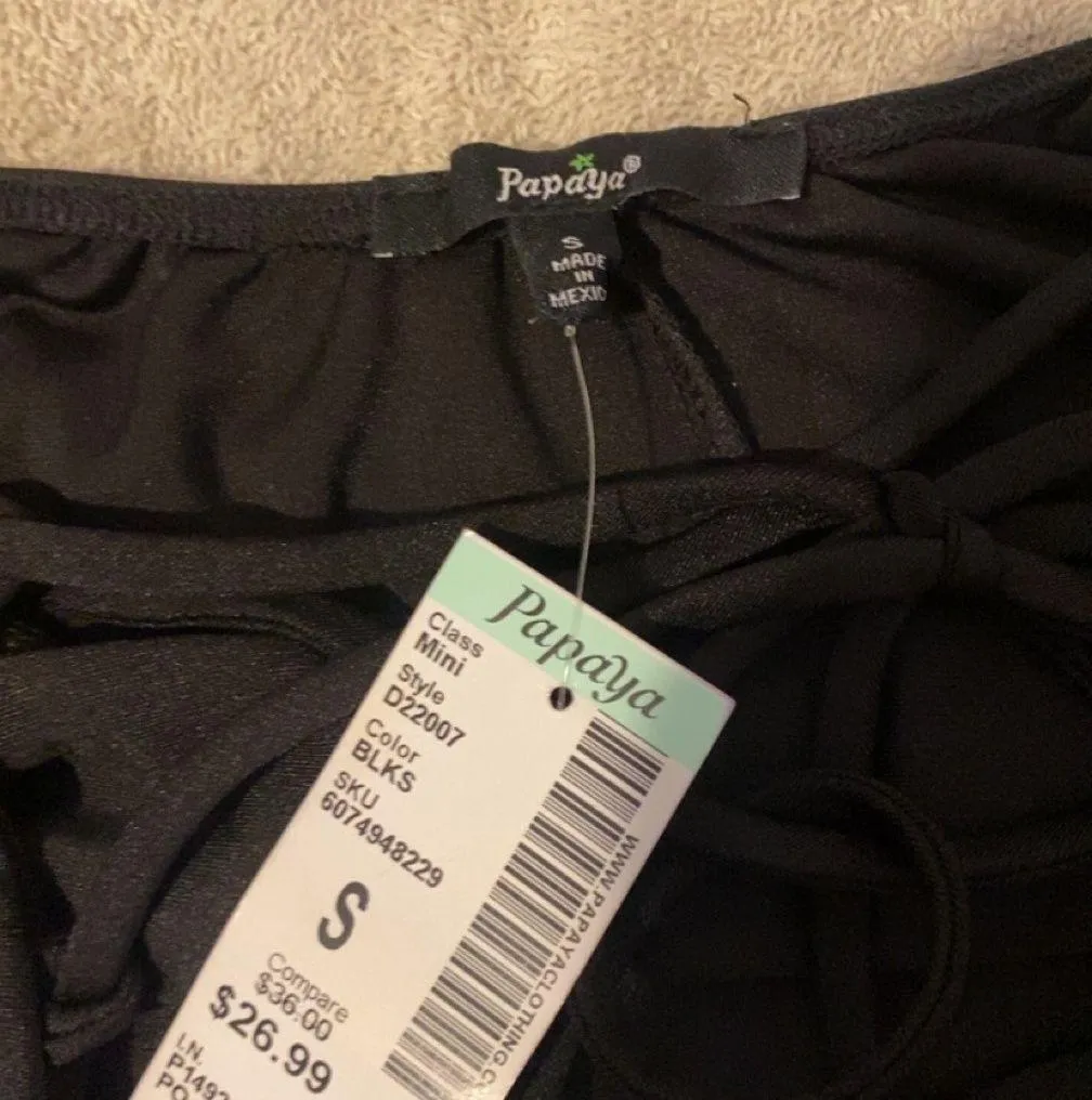 Papaya Black Satin Flowy Dress - Image 7