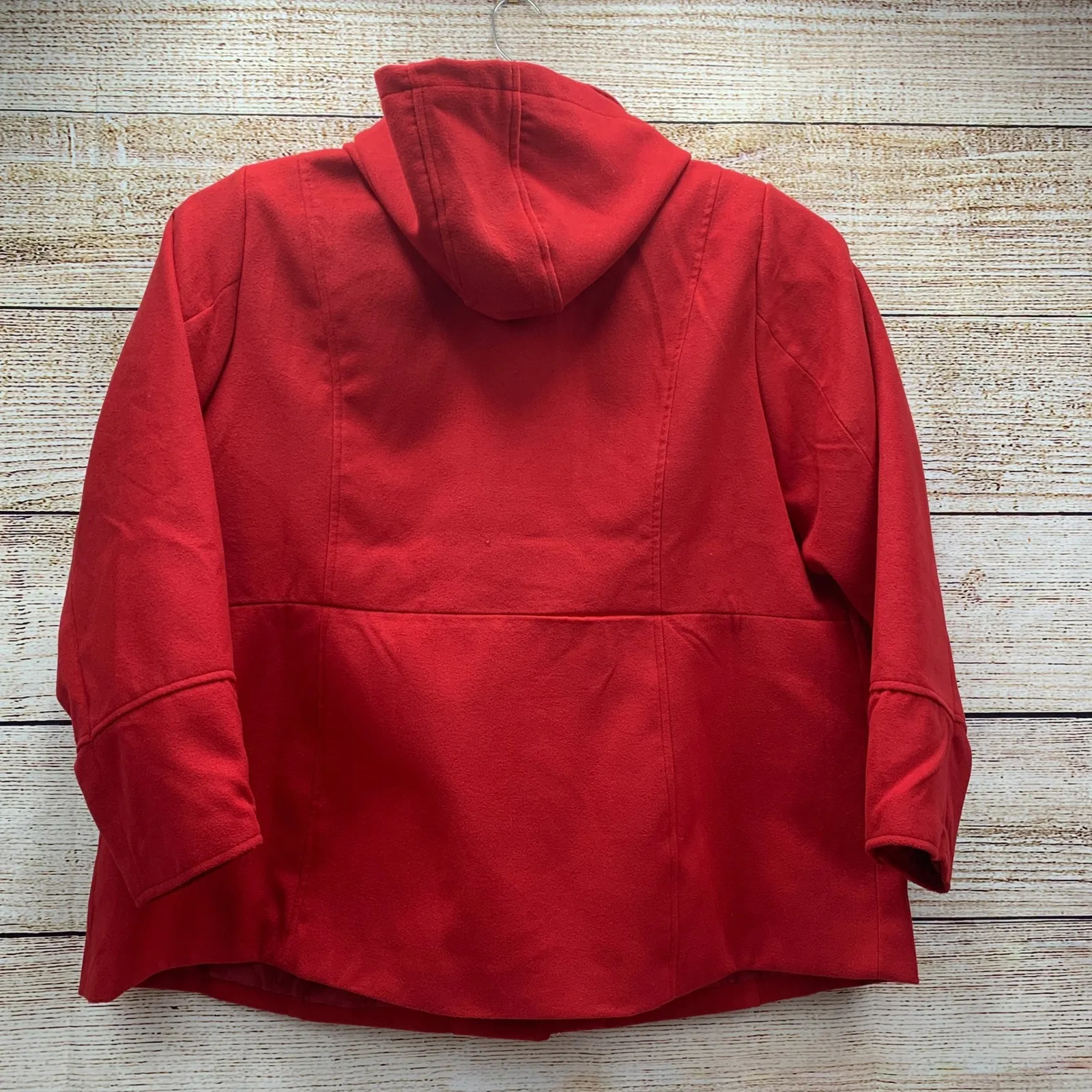 Avenue Red Wool Blend‎ Hooded Coat Button Front Pockets Plus [Size 26/28] NWT - Image 2