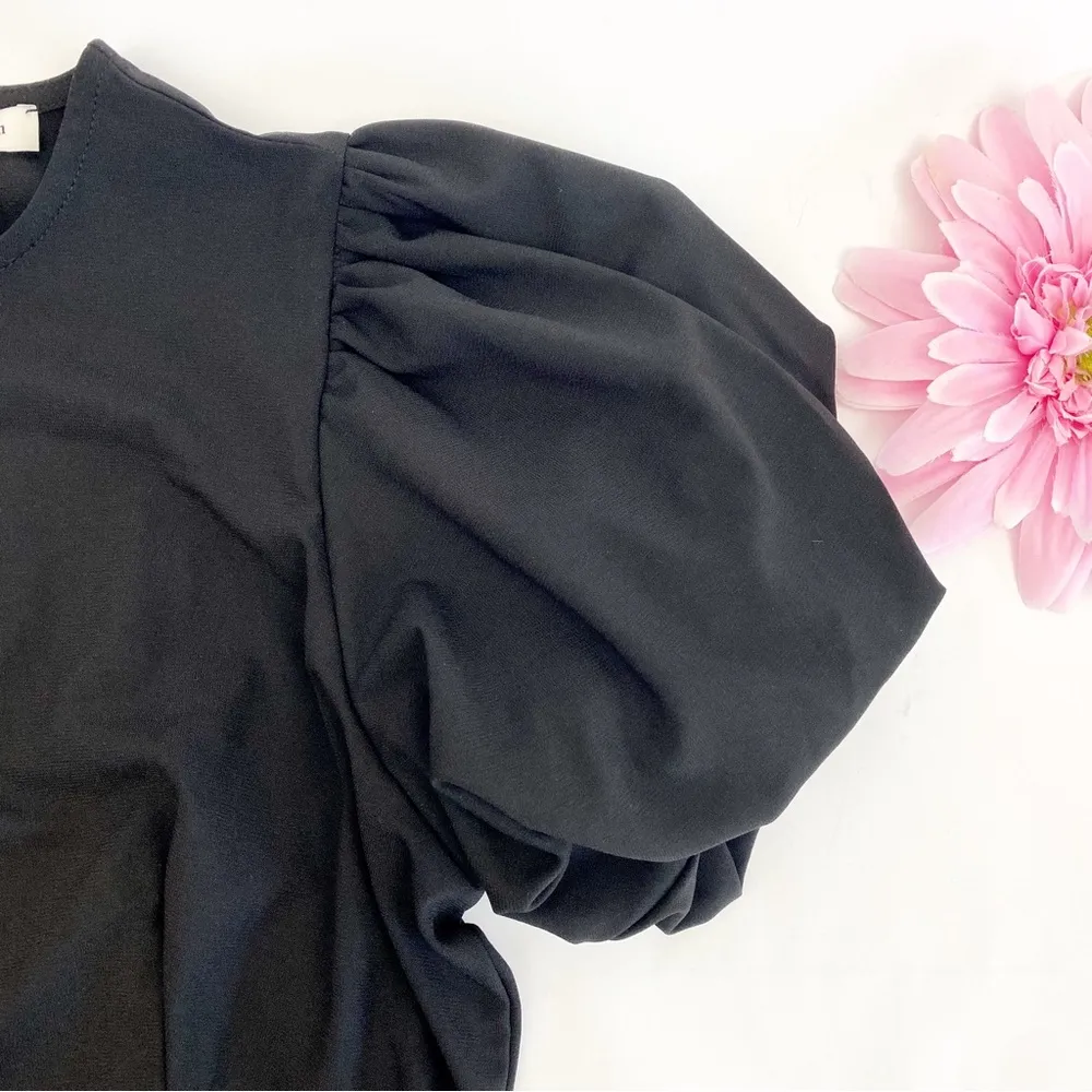 Stellah Puff Sleeve Tiered Maxi Dress: Black Boho Bohemian Cottagecore Size L - Image 6