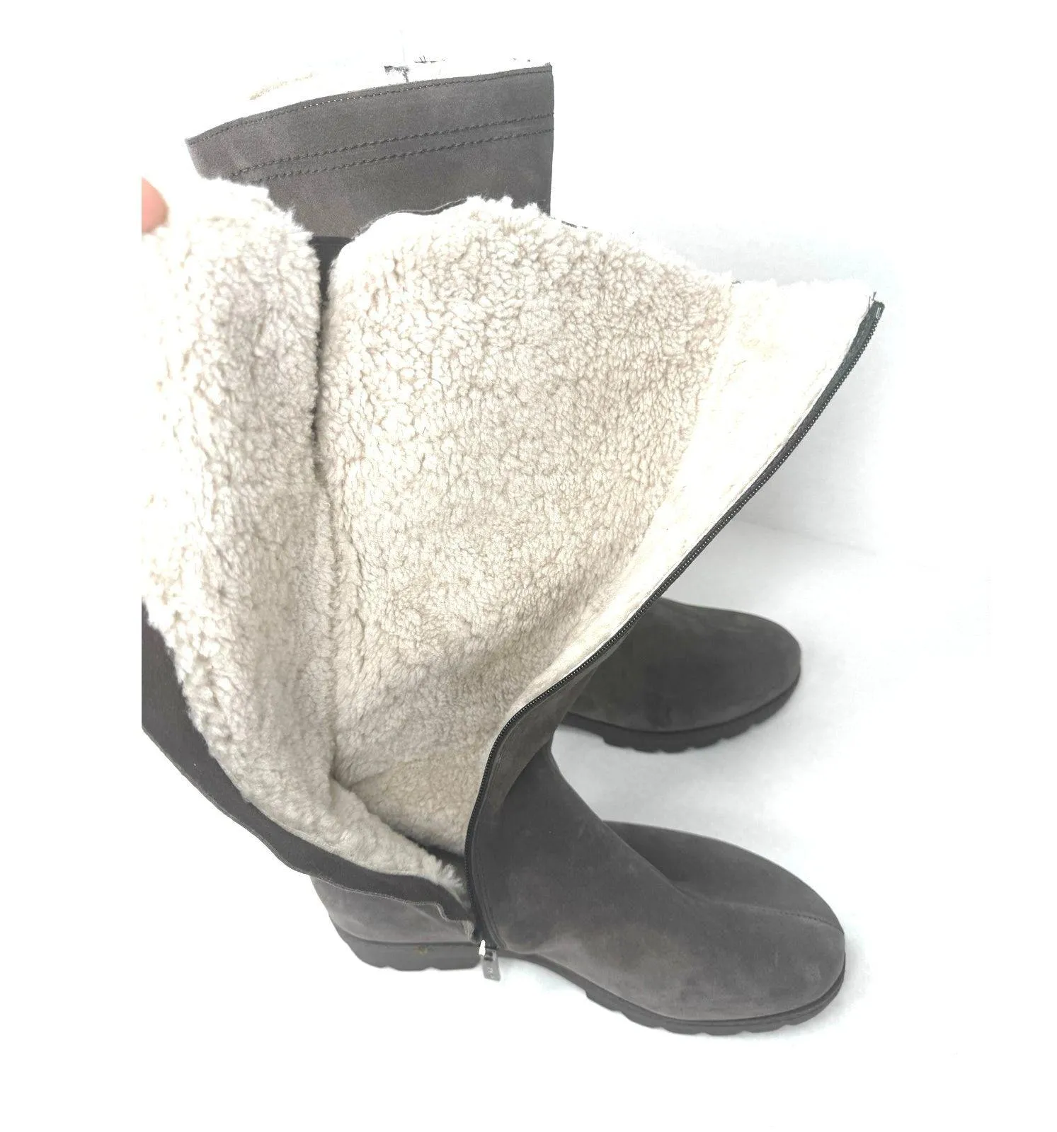 La Canadienne Villa Waterproof Faux Shearling gray Lined Tall Boot Women Sz 7.5 - Image 3