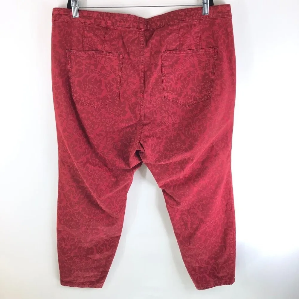 Anthropologie Pilcro High Rise Denim Legging Skinny Jeans Burnout Floral Red 22W - Image 2