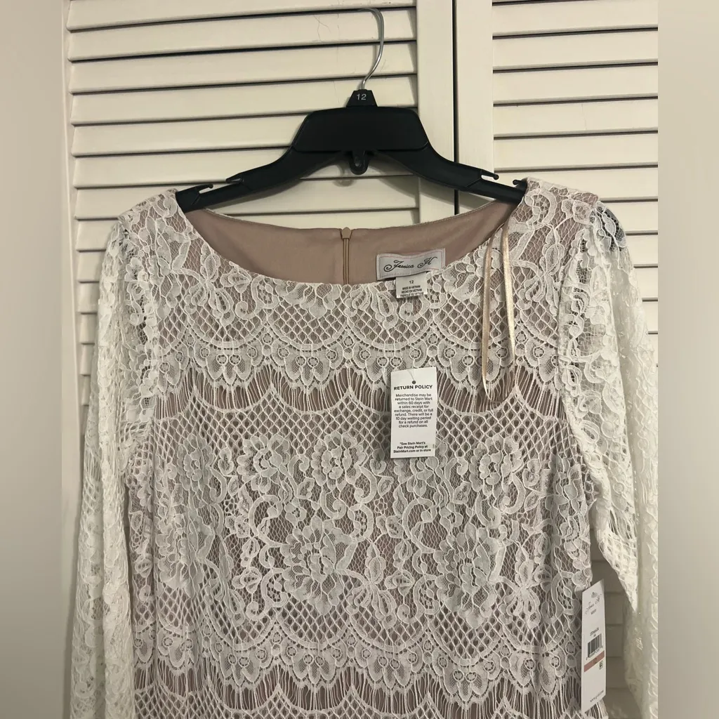 Jessica Tan Long Sleeve Sheath Dress for Wedding Size 12 - Image 2