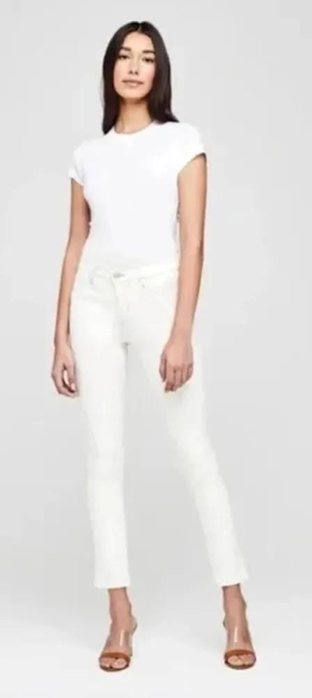 L'Agence Tilly Mid-Rise Ivory Slim Straight Jeans Macadamia Size 27 - Image 1