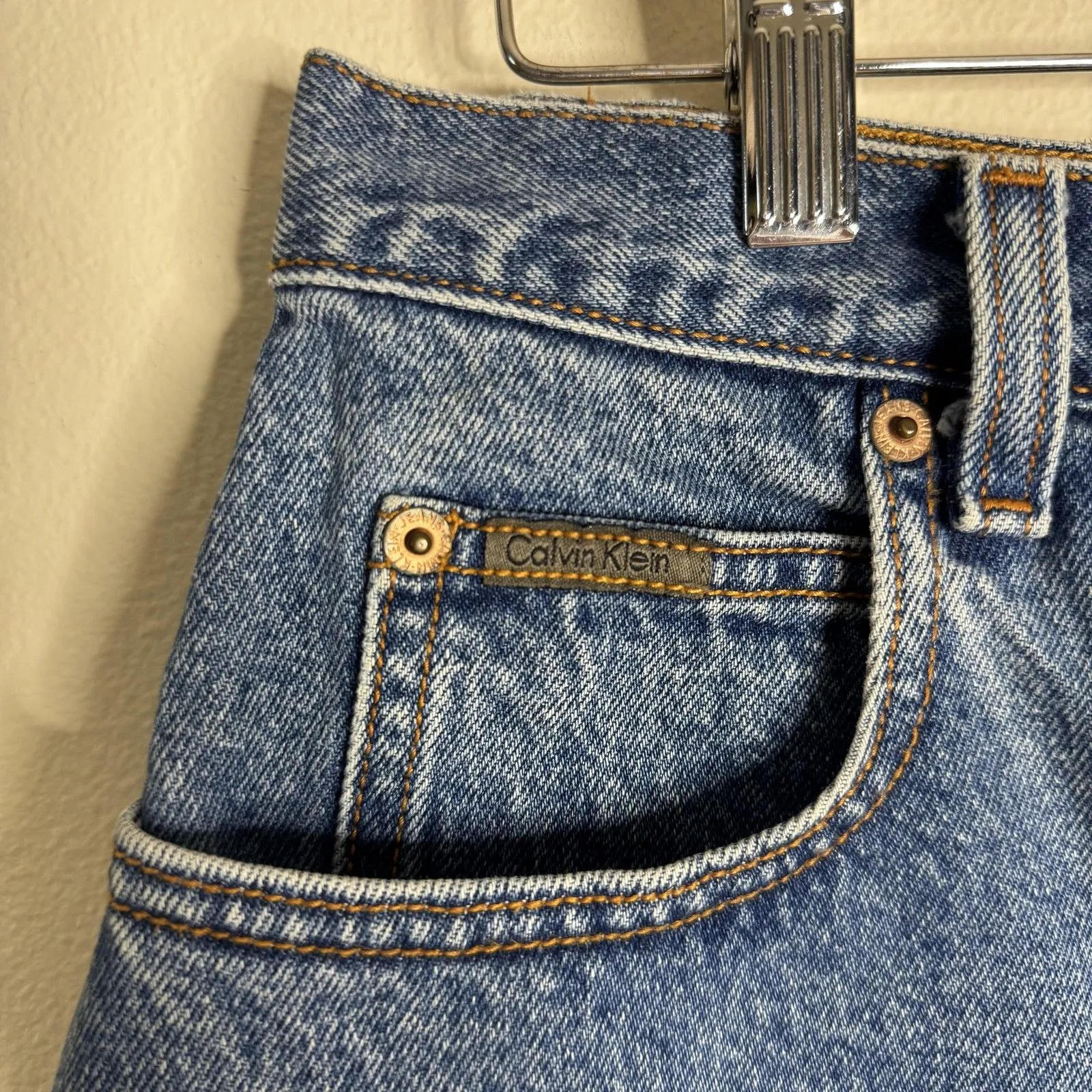 Calvin Klein Skirt Womens 11 Denim Button Front High Waist Mini y2k Style retro - Image 5