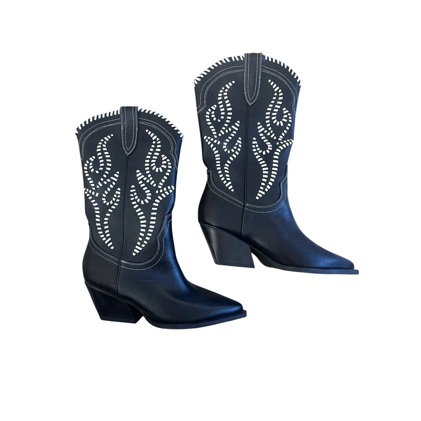 Billini Black/White Ankle Cowboy Boots Size 6 Black - Image 2