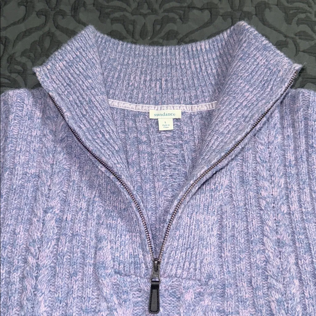 Sundance size large purple sycamore quarter zip cable knit long sleeve sweater - Image 9