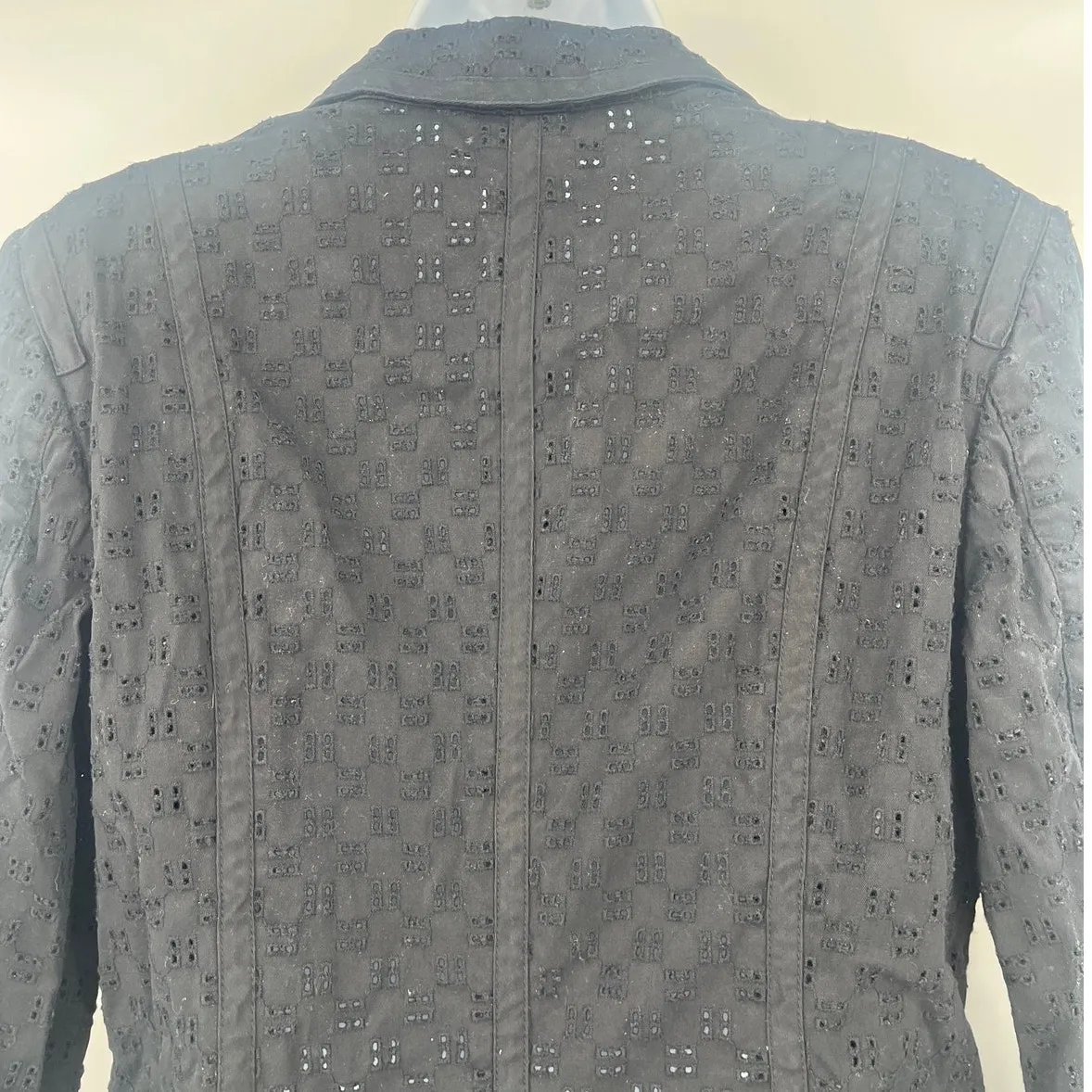 Talbots Eyelet Womens Blazer 6P Black Cottagecore Preppy Dark Romantic 1 Button - Image 11