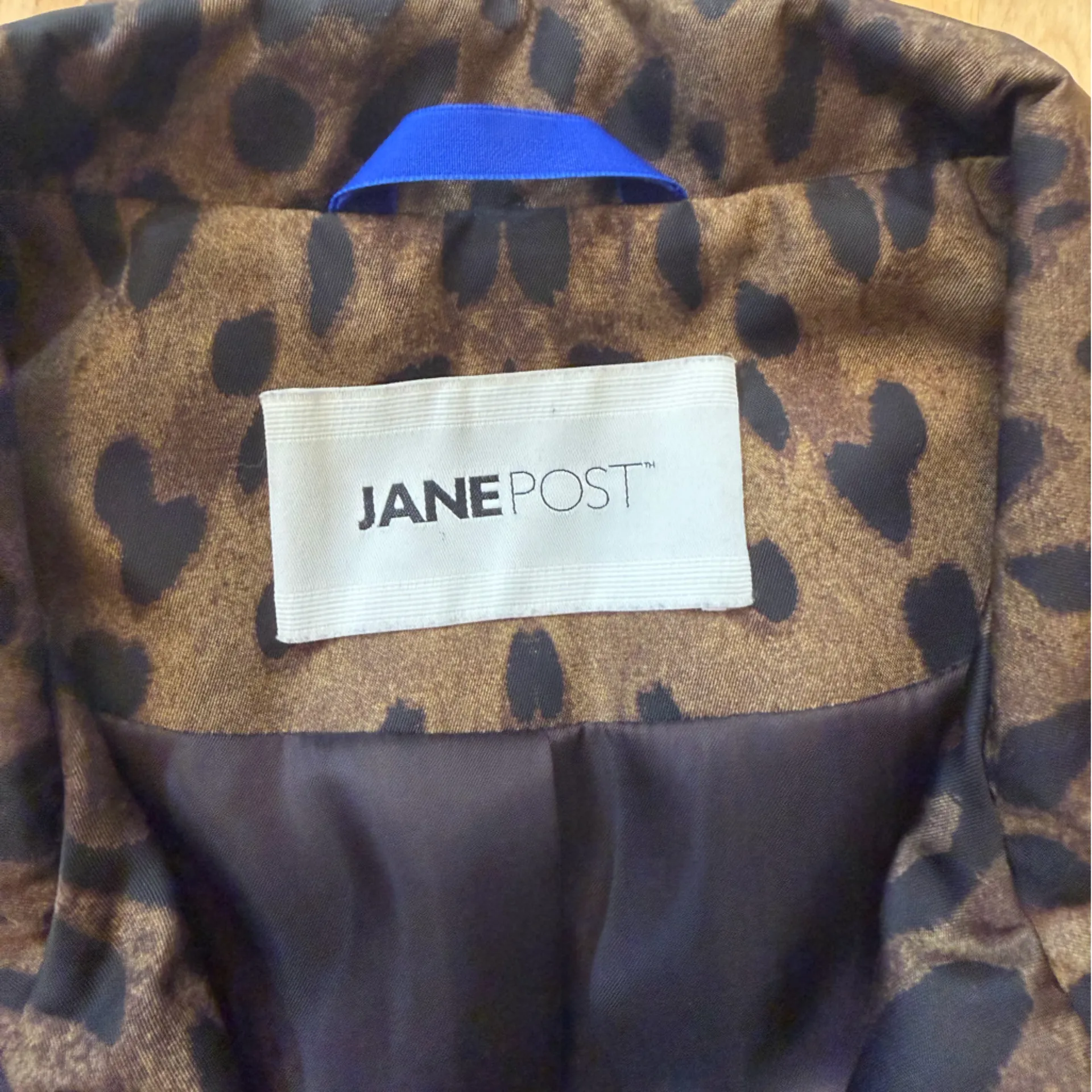 Jane Post Leopard Print Waterproof Blazer Jacket Brown Size M - Image 3