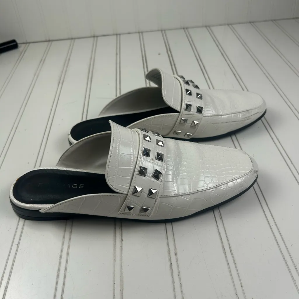 Rampage White Studded Brady Slip-On Loafers Mules Women’s Size 8.5M - Image 8