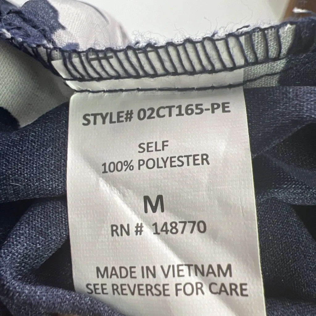 Sienna Sky Sz Medium Light Weight Open Front Blazer Jacket Navy and White Floral - Image 9