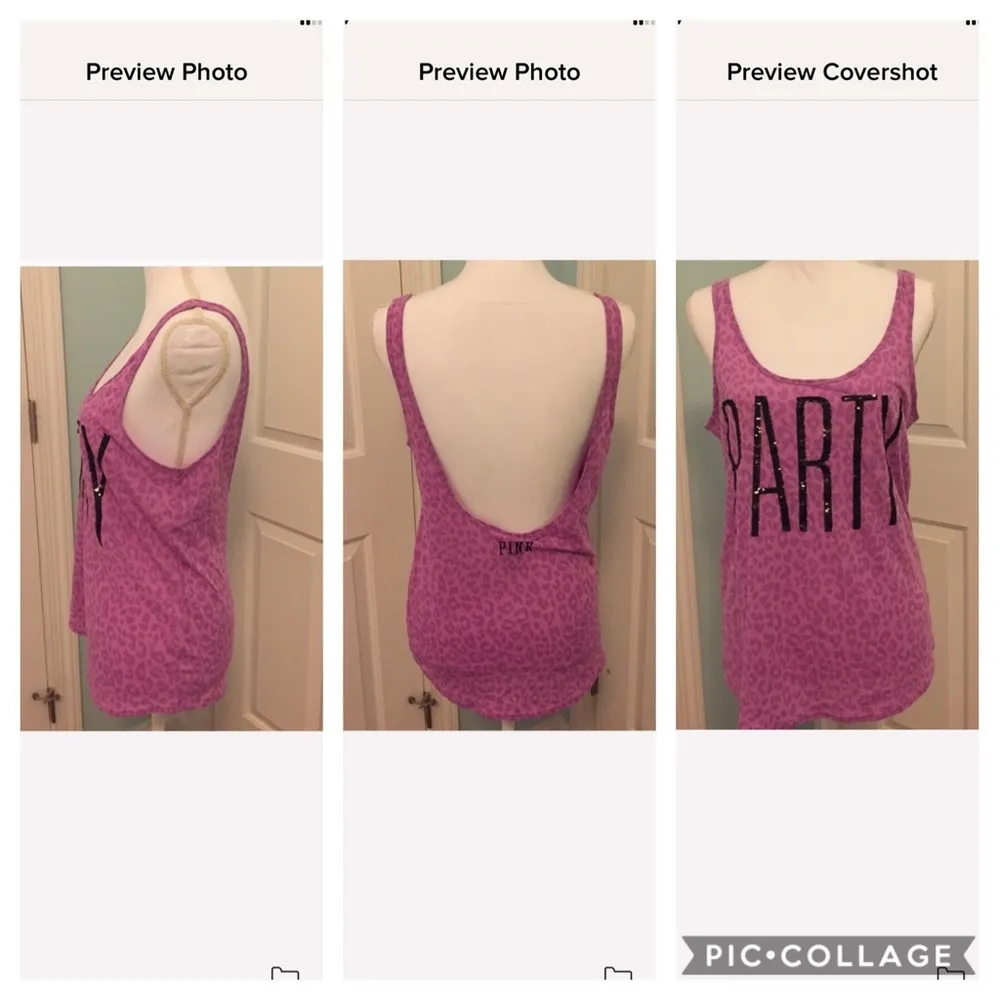Pink Victoria secret Sequin party Top Sz L - Image 8