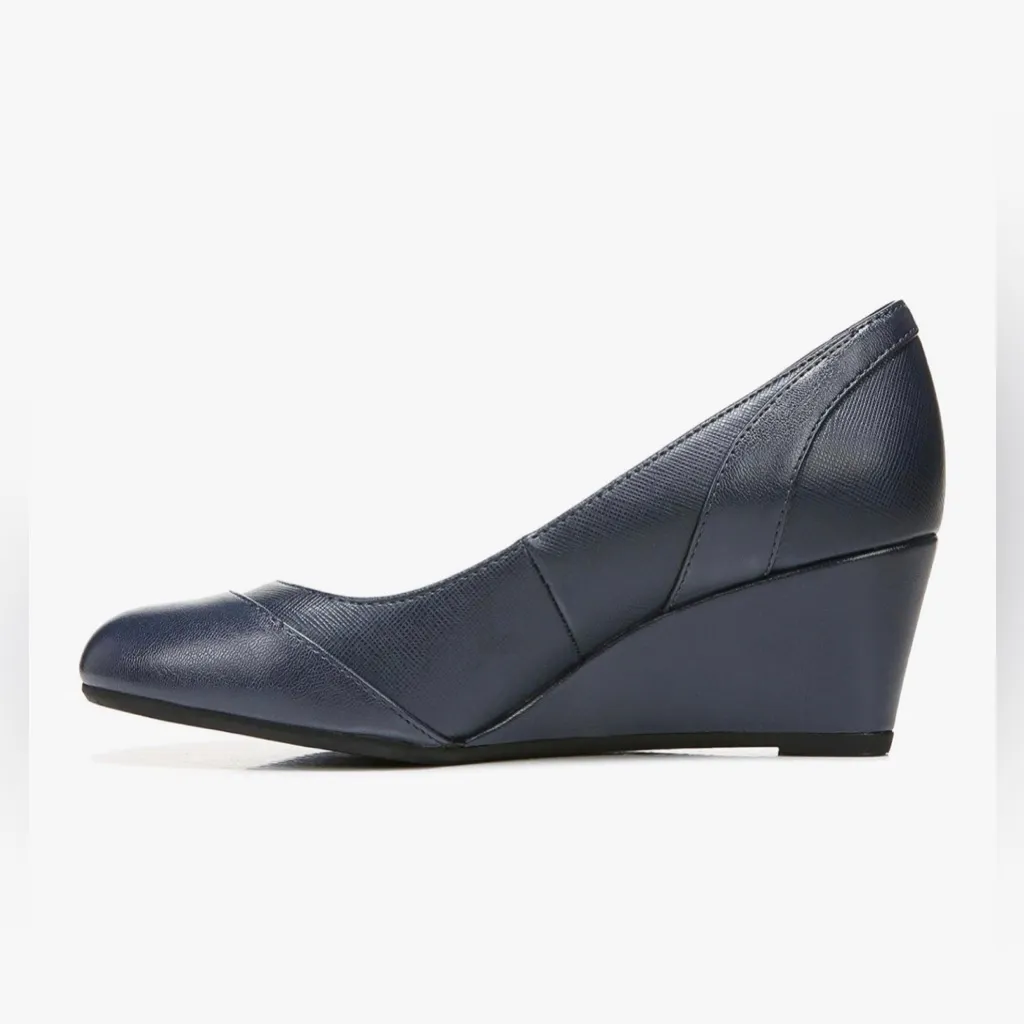 NEW Blue Leather LifeStride Dreams Pump Wedge Shoes 7 - Image 6