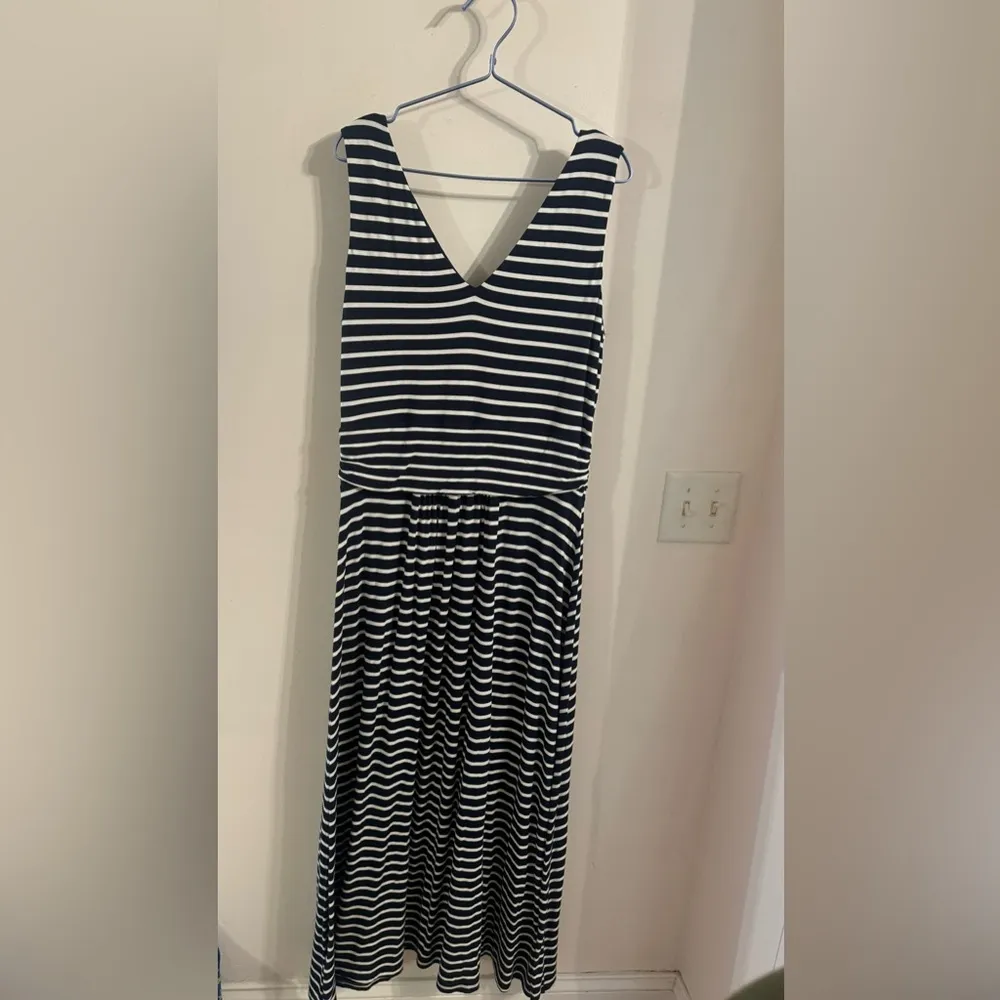 Boden size 14R navy and white floor length striped dress - Image 6