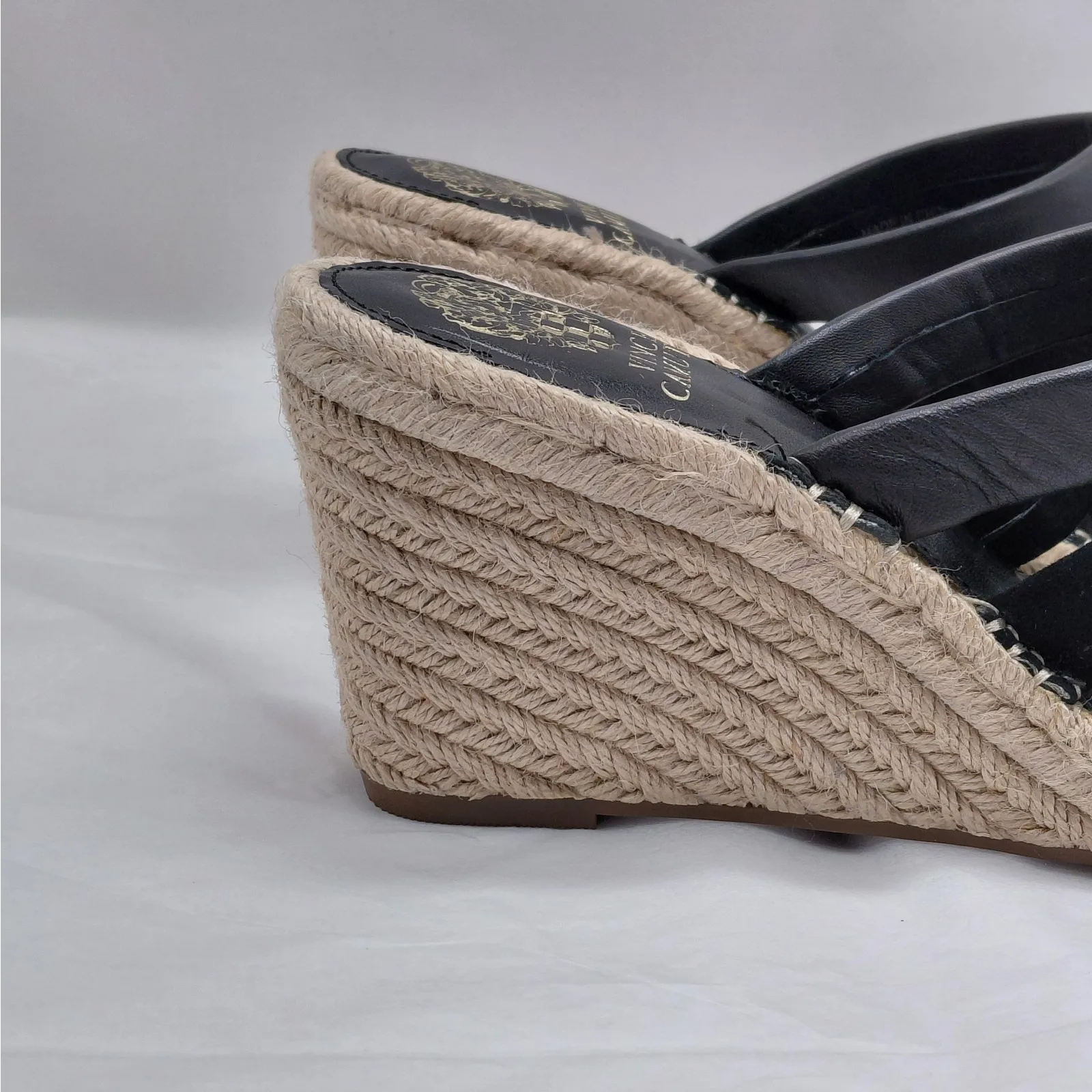 Vince Camuto Molisana Espadrille Wedge Sandal Women's 10 Black Slip On Shoes - Image 5