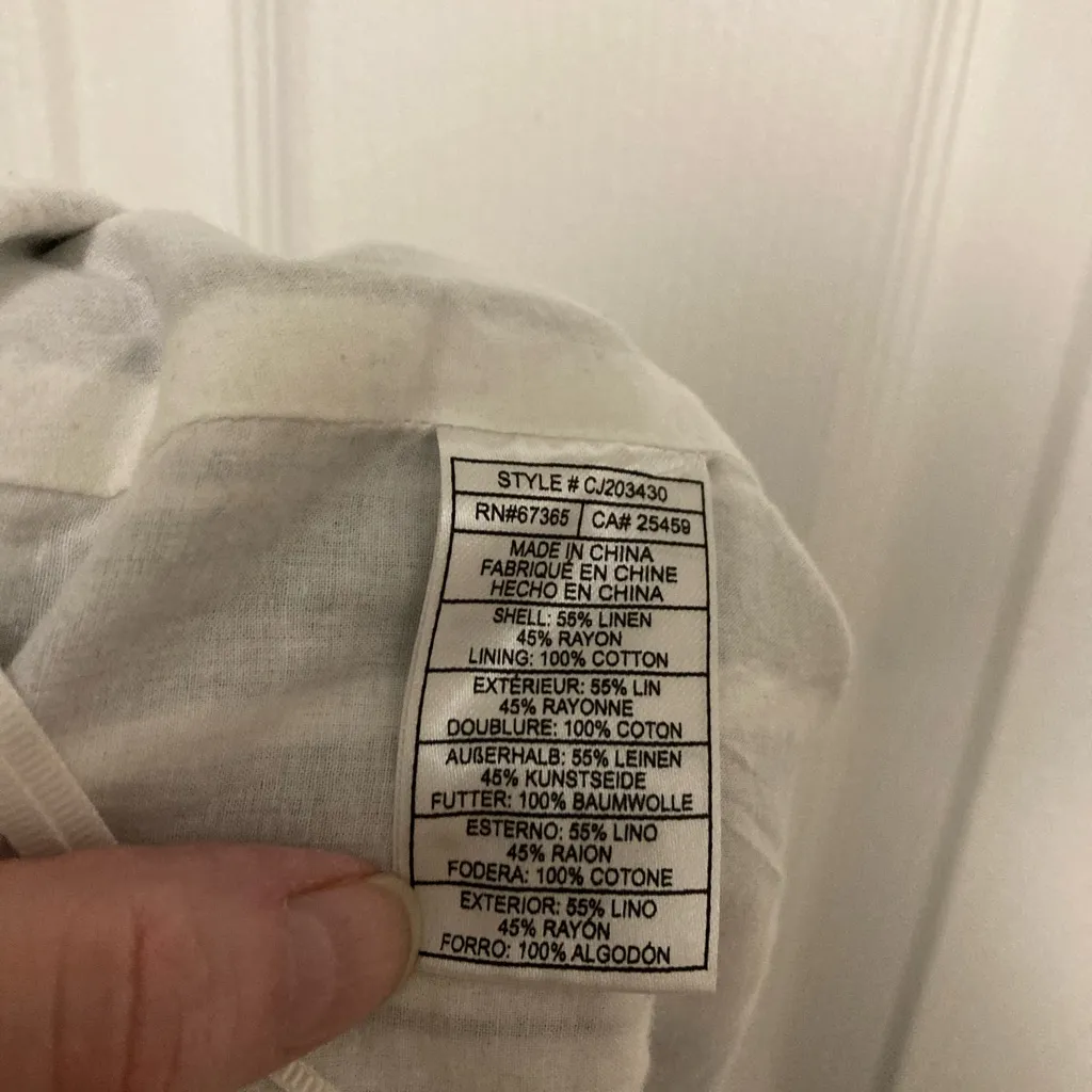 Cupcakes & Cashmere Heather Gray Linen Blend Striped Paperbag Belted Shorts - Image 3