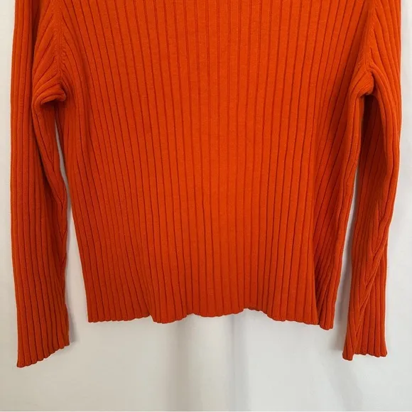 Studio Works Sweater Pullover Ribbed Mock Neck Womens Size Large Orange‎ - Image 3
