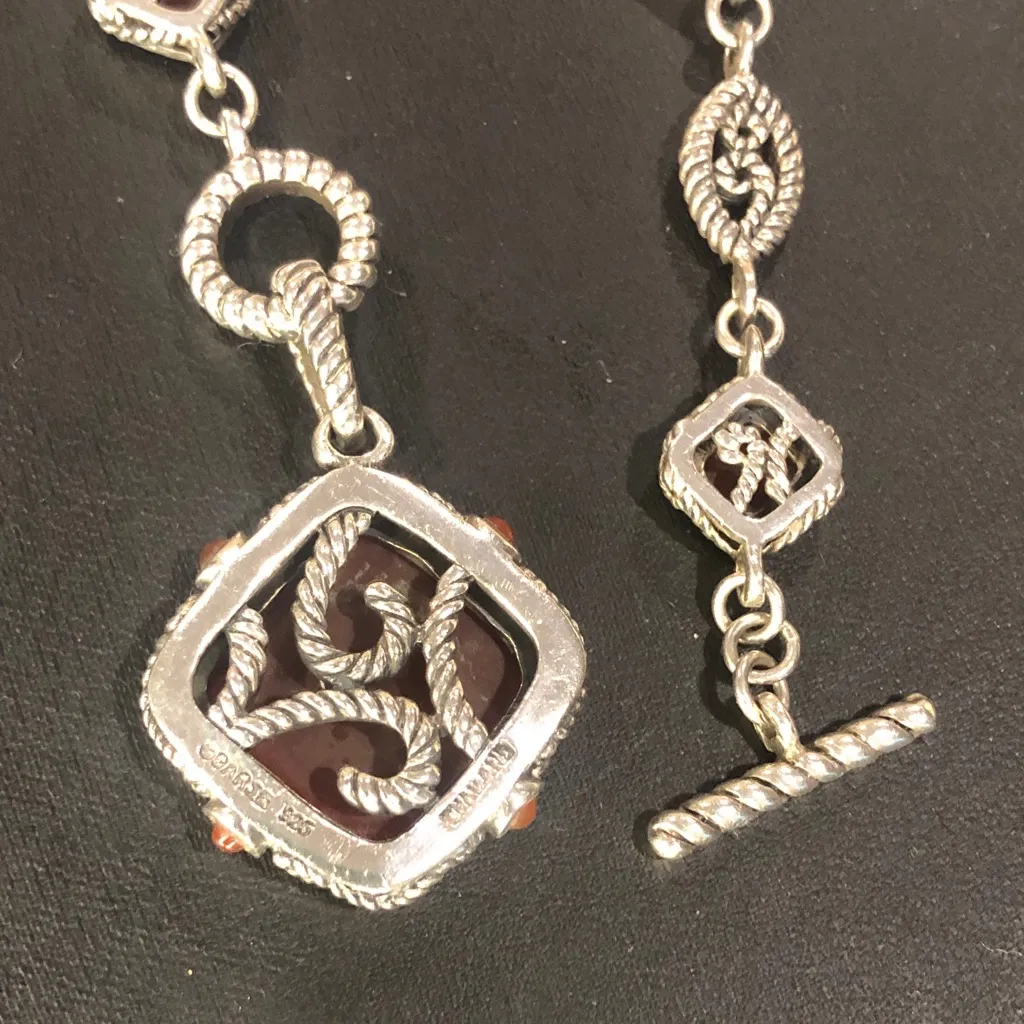 BARSE Reversible Sterling Silver & Carnelian Rope Design Toggle Necklace - Image 14