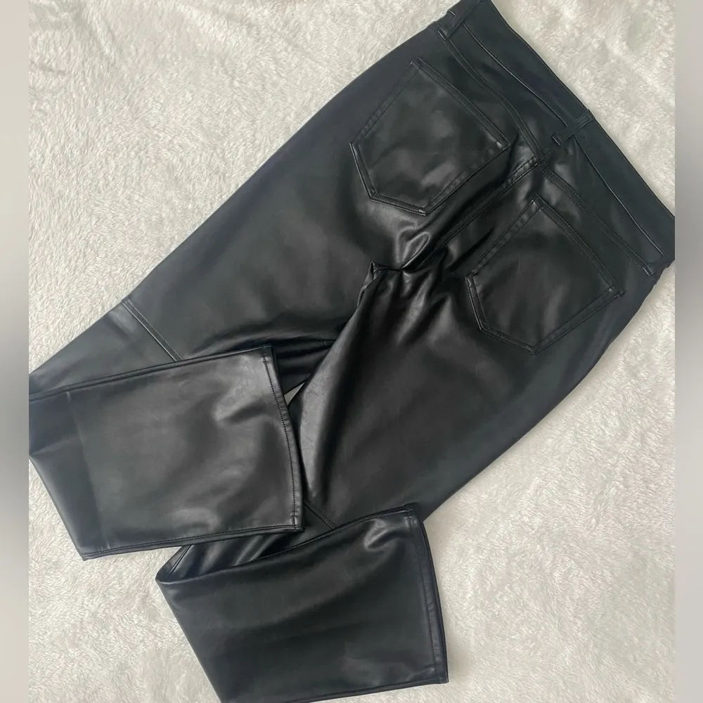 Black Boot Cut Vegan Leather Pants - Image 5