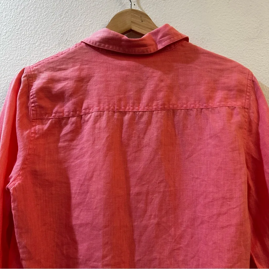 J.McLaughlin Britt Linen Point Collar Long Sleeve Button Front Blouse Size 8 - Image 5