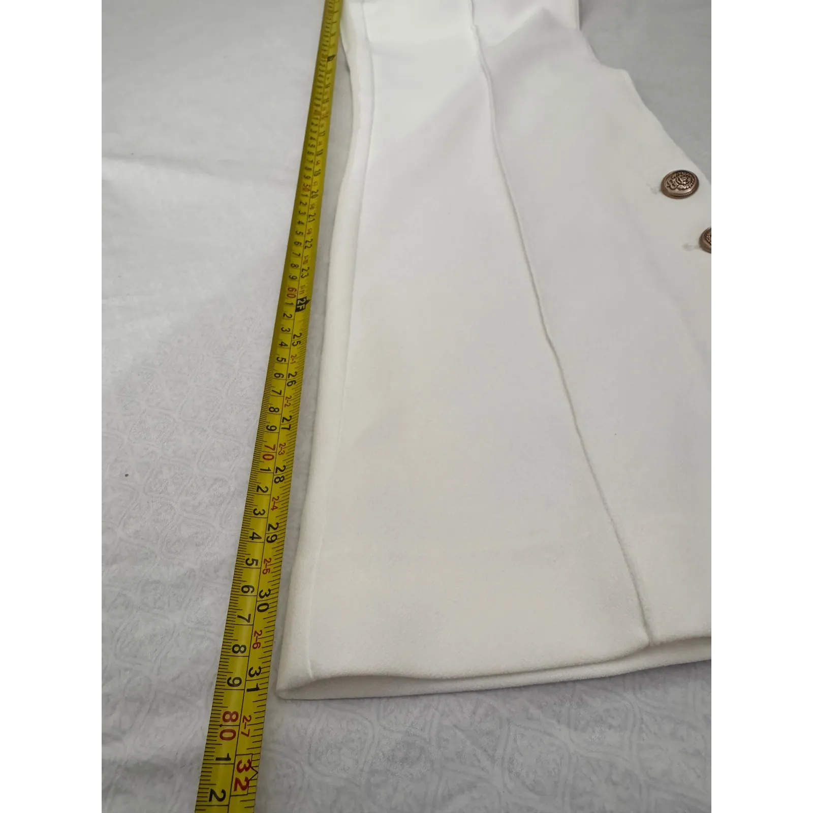AQUA White Flare Leg Dress Pants Gold‎ Button Accents Career Size M - Image 11