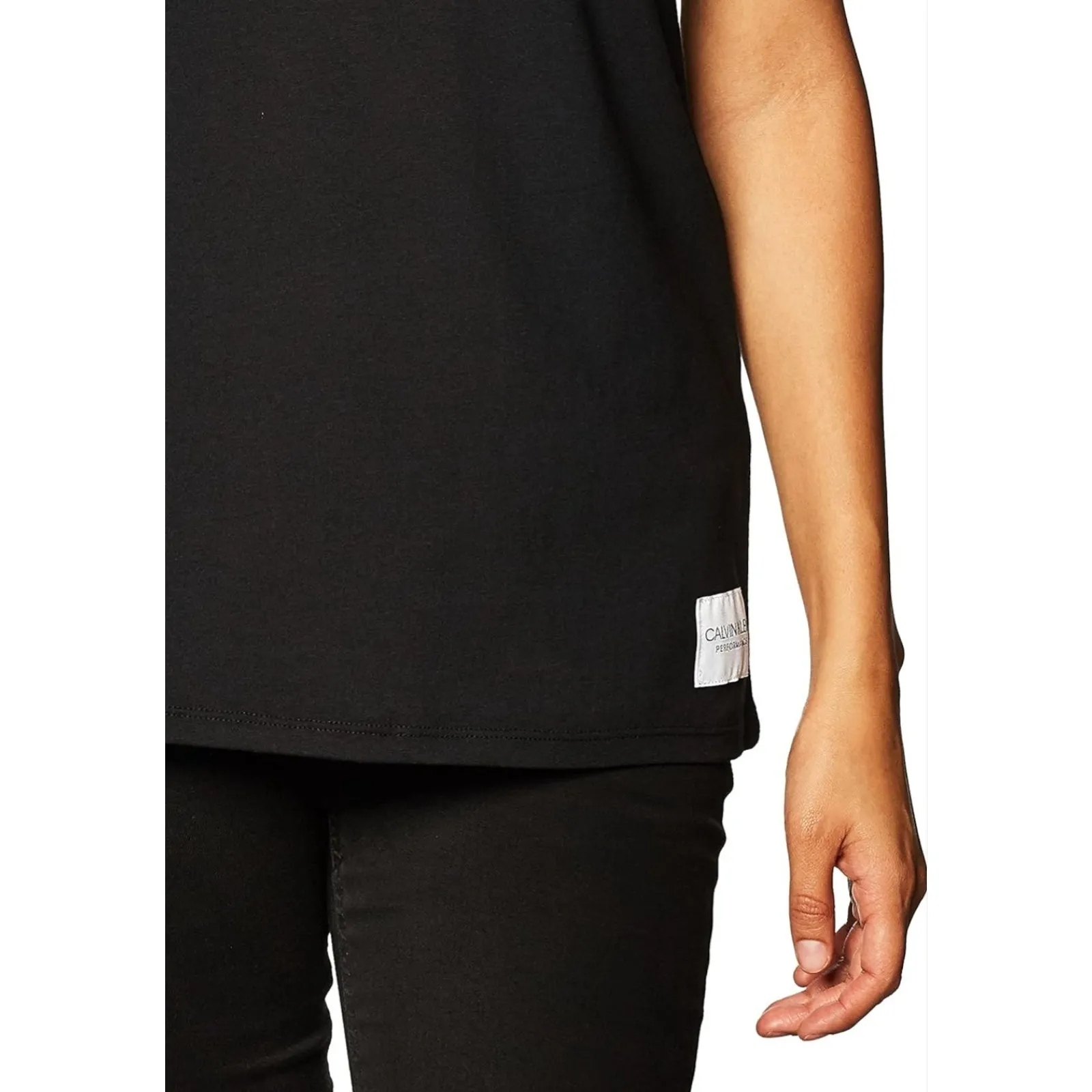 Calvin Klein Women's Basic Tee Shirt Performance Black/White Size Large - Image 3