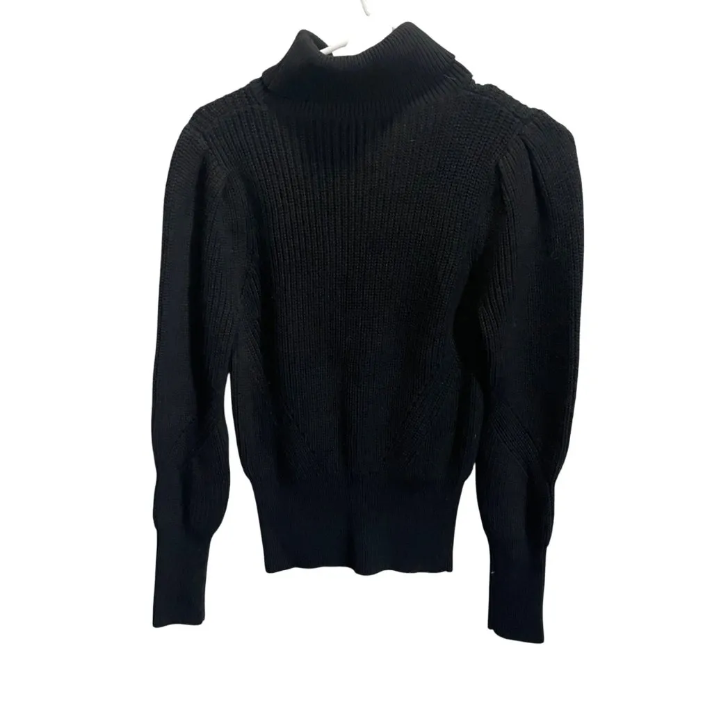 Frame Black Ribbed Knit Turtleneck Sweater Womens XS Classic Fit - Image 3