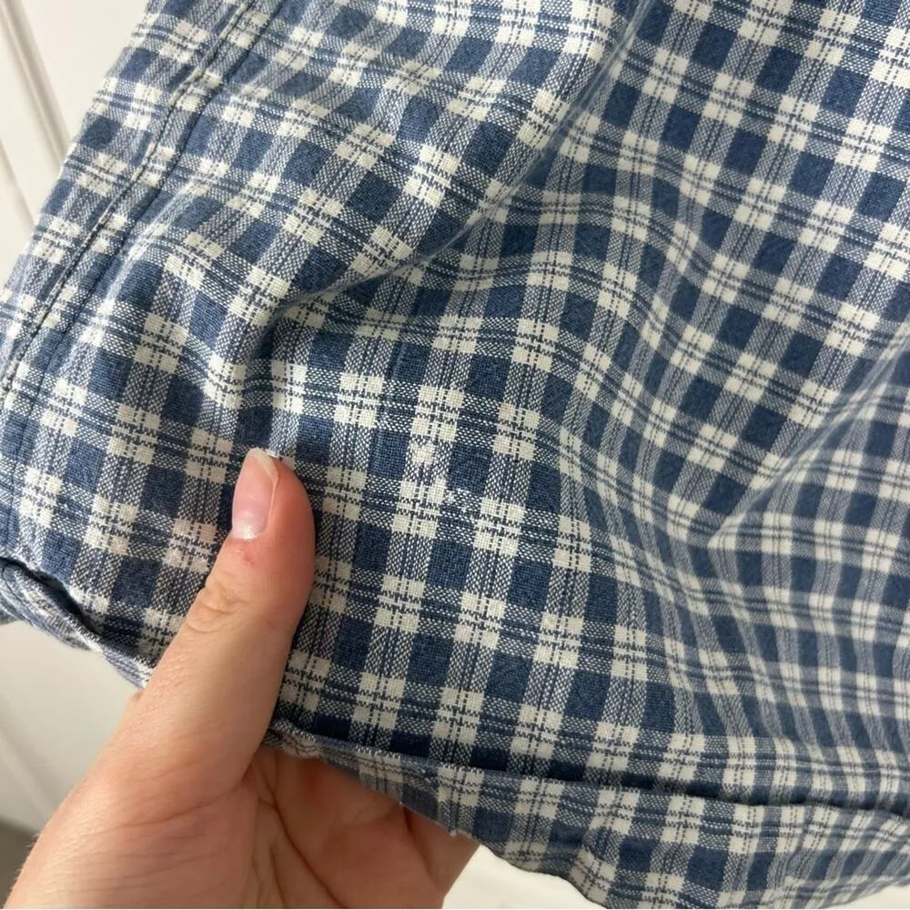 Vintage Authentic Kikomo Style 80’s Blue Plaid Linen Cotton High Rise Shorts Size 8 - Image 10