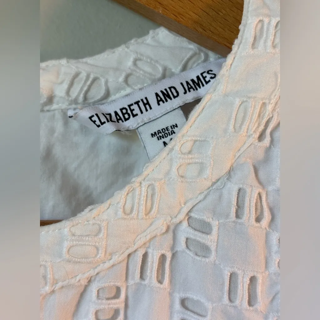 Elizabeth amd James White Eyelet Puff Sleeves Top Coquette Boho Scandi Medium - Image 11