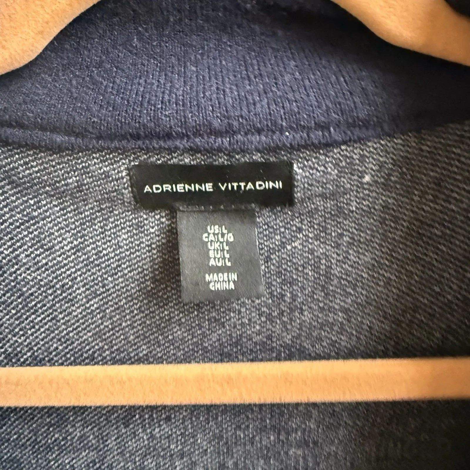 Adrienne Vittadini Women’s Navy Knit Blazer Cardigan Jacket Casual Work Size L - Image 5