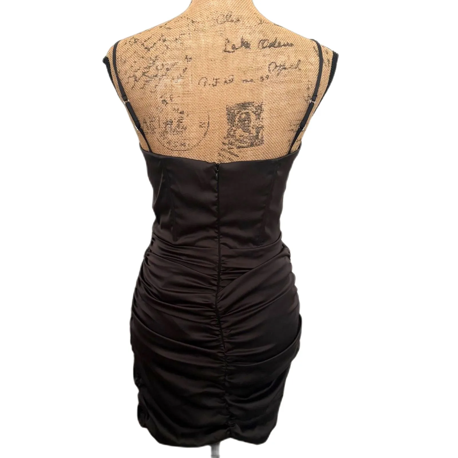 NWT Oh Polly Confident Ruched Corset Mini Dress Black Sexy LBD Party US Size‎ 6 - Image 4