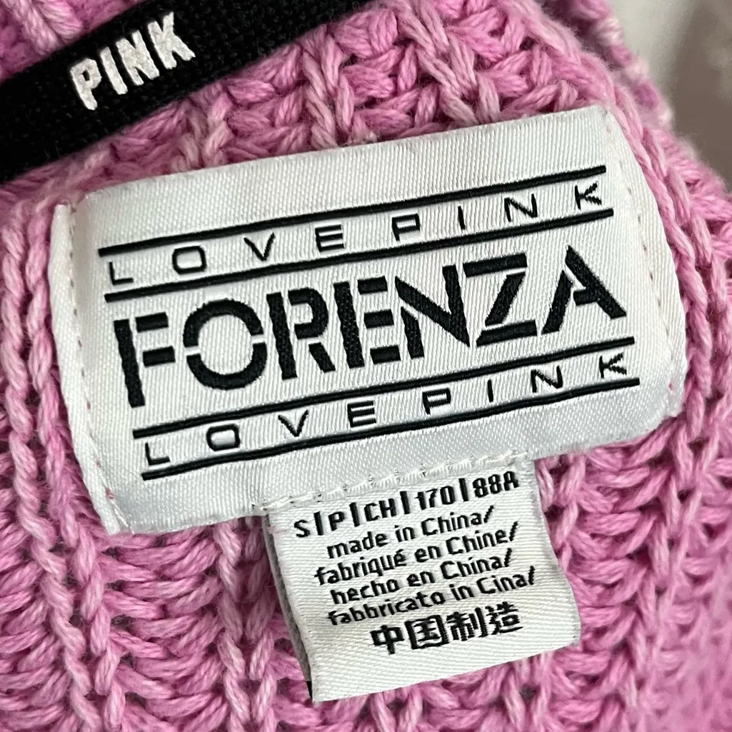 Pink x Forenza • V-Neck Women's Sweater Pink Cable Knit - Image 5