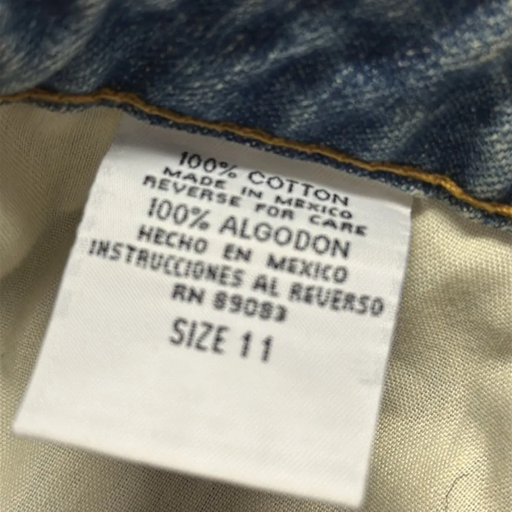 Vintage Cotton Lei Hidden Button Fly Denim Back Slit Blue Jean Skirt Juniors 11 Size undefined - Image 7