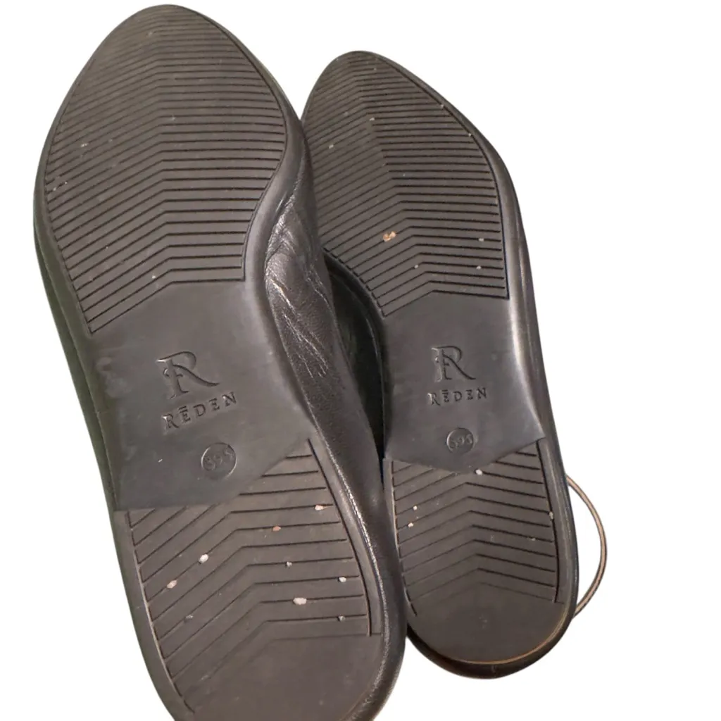 REDEN Black Leather Ballet Flats Ankle Strap 39.5 Minimalist Designer Comfort Size 8.5 - Image 10