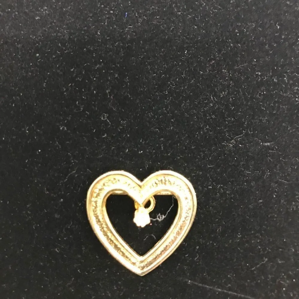 Vintage Heart Rhinestone Gold Brooch Pendant Accessocraft - Image 3