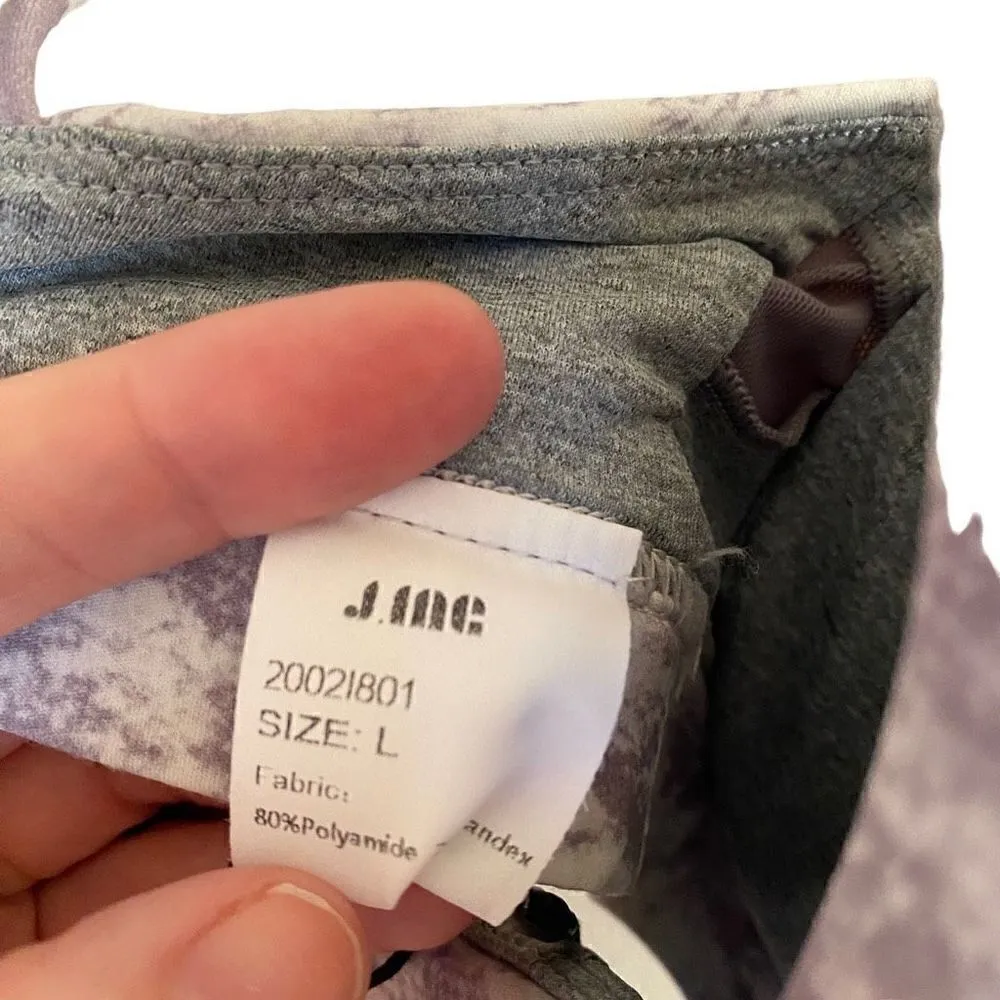 NEW J. Ing Large gray white sports bra strappy back removable padding inserts - Image 3