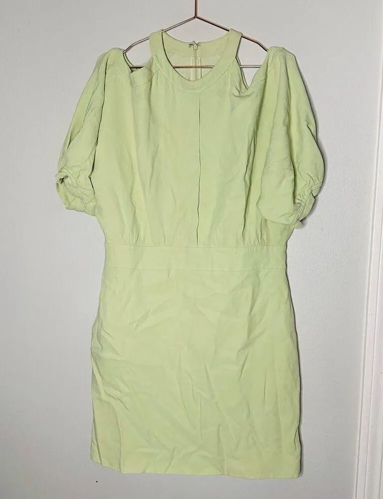 GENNY Women's Mint Sherbert Color Cold Shoulder Puff Sleeve Midi Dress Size 14 - Image 3