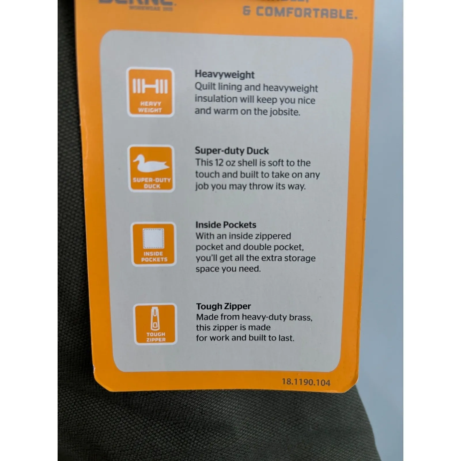 BERNE Workwear Mens 2XL Insulated Quilted Duck Canvas Green Hooded Jacket Size undefined - Image 3