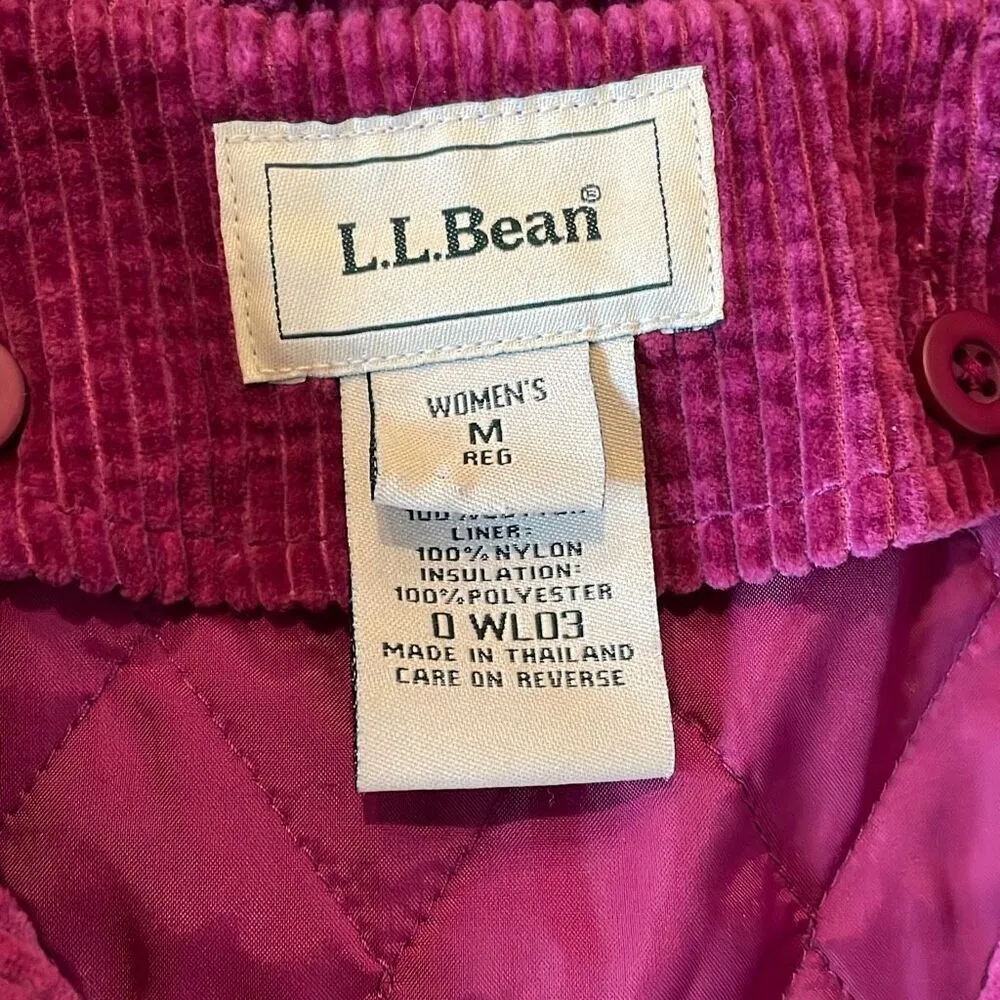 L.L. Bean pink corduroy lined jacket size medium - Image 5