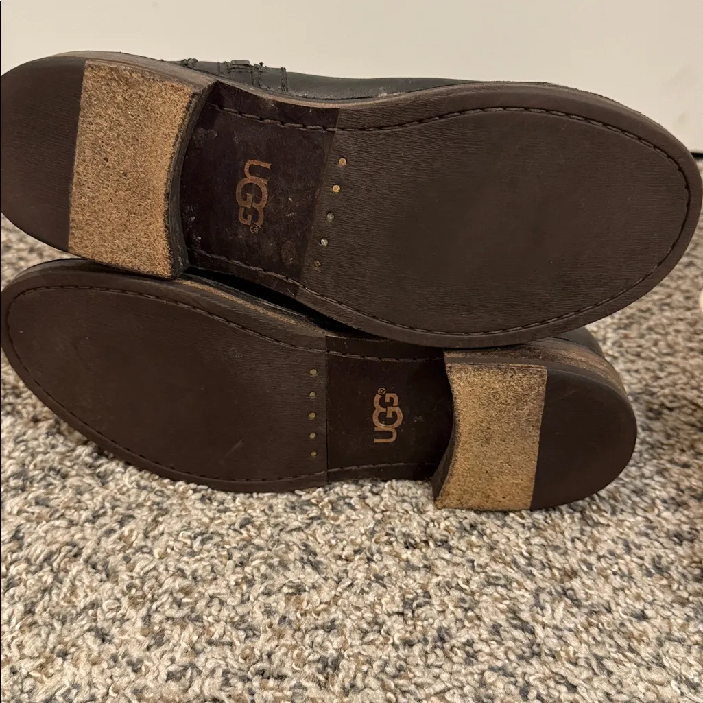 UGG GILLESPIE LEATHER BLACK BOOTS with ZIPPER and BUCKLE  7 - Image 7