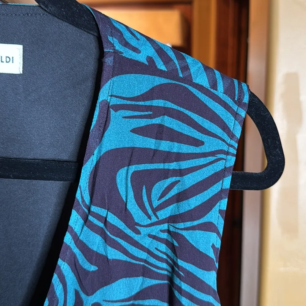 Karina Grimaldi Rhode Print Dress Teal & Purple Zebra Animal Print Size Medium - Image 6