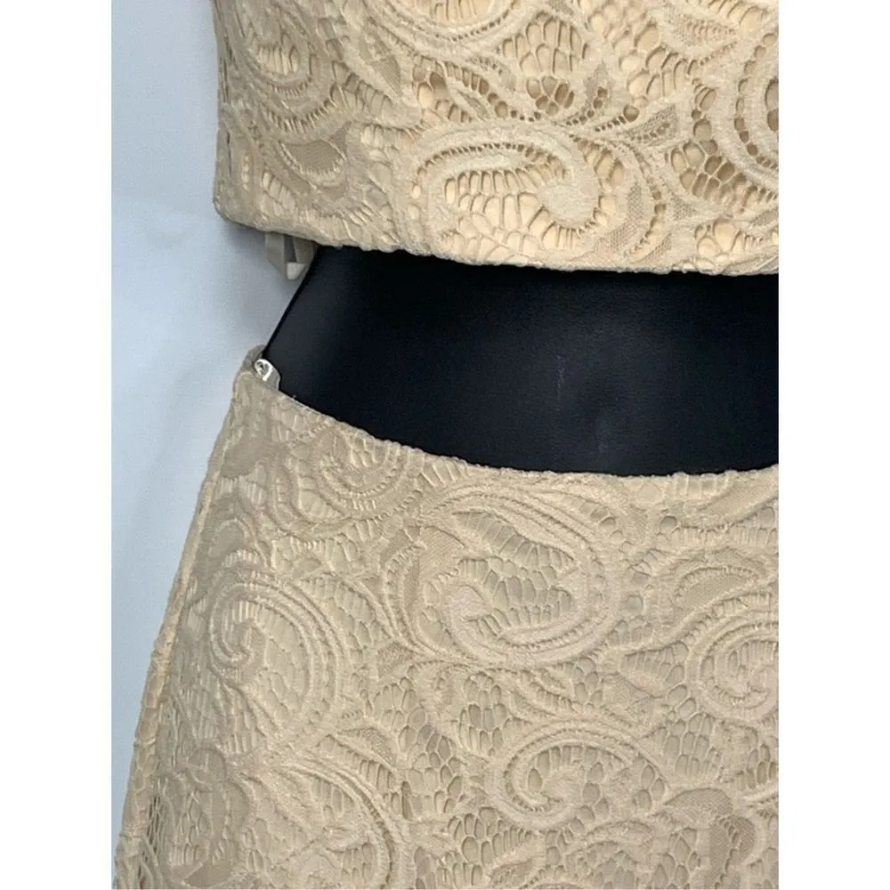 Anny Lee Women's Two-Piece Lace Halterneck Long Gown Cream Size XS - Image 3