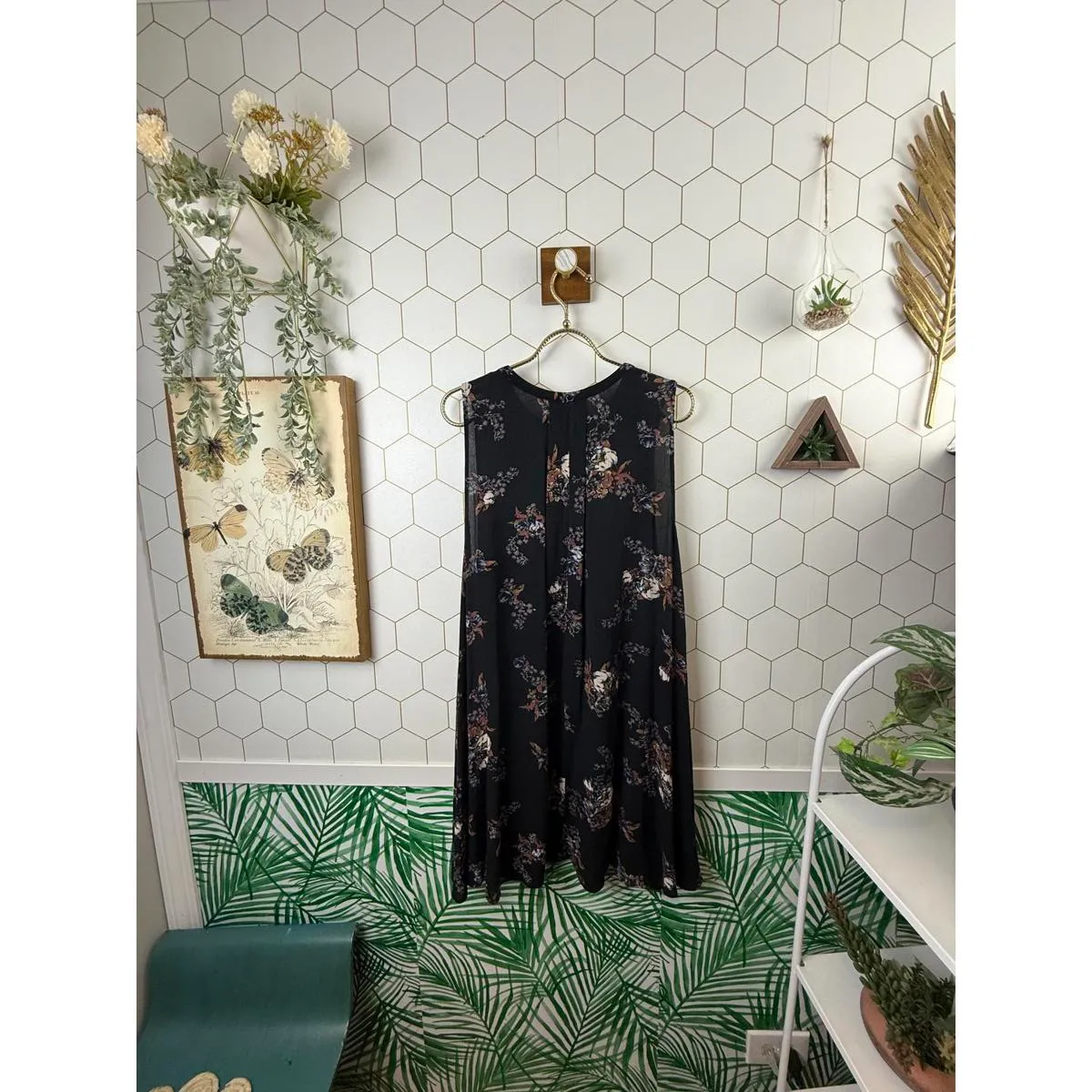 Free People Snap Out Of It Black Floral Trapeze Dress - Size - Medium - Image 5