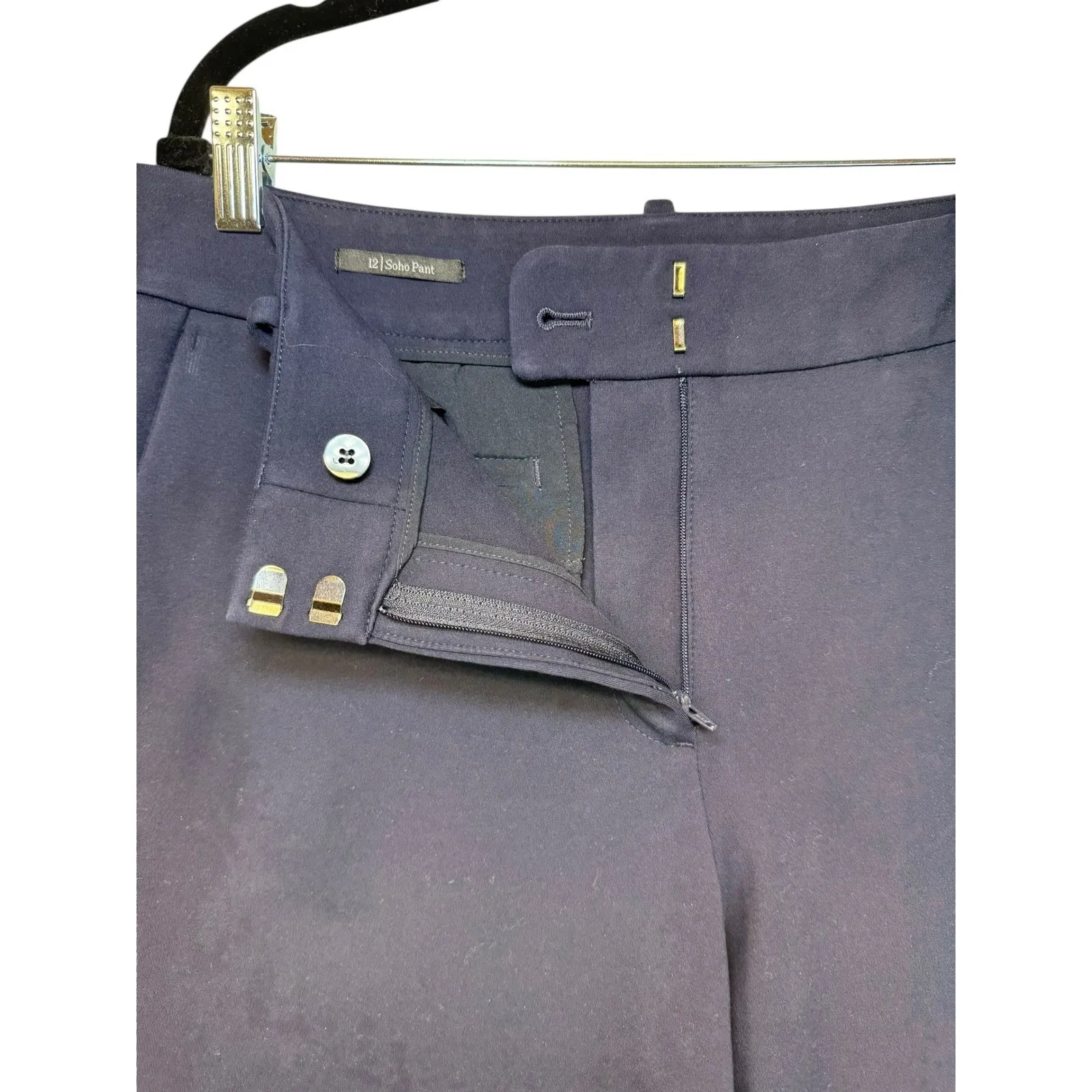 Talbots Soho Pant Women Navy Blue Flat Front Career Dress Pants Classic Work 12 - Image 6