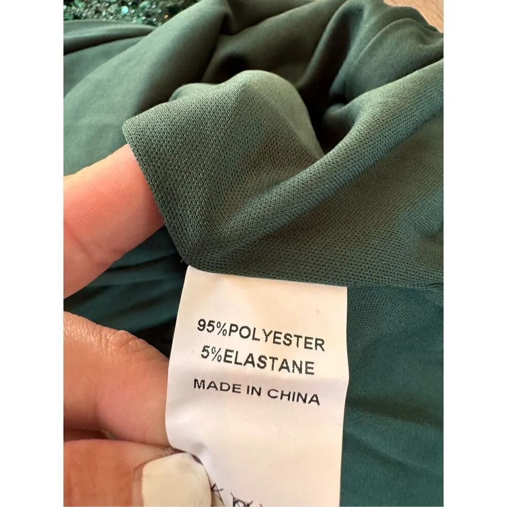 Faeriesty Green Sequin Mermaid Dress with Side Slit Size XSmall - Image 13