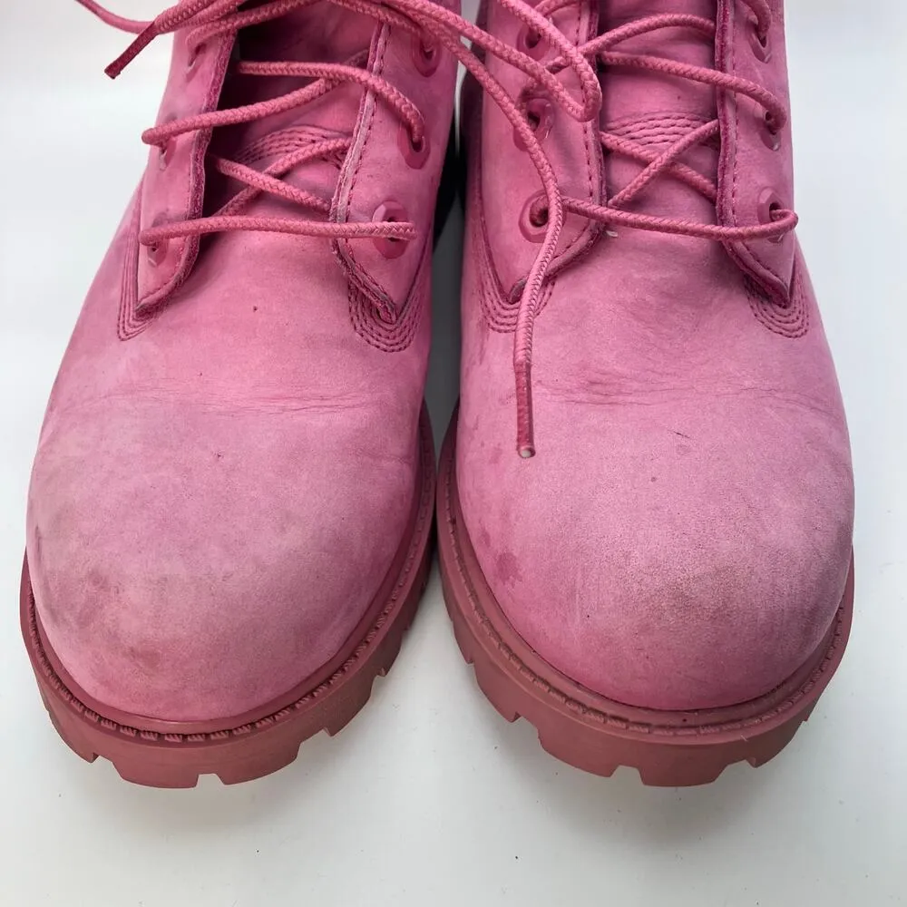 Timberland Women’s Pink Nubuck Boots Size 5.5 Waterproof Lace-Up Leather - Image 5